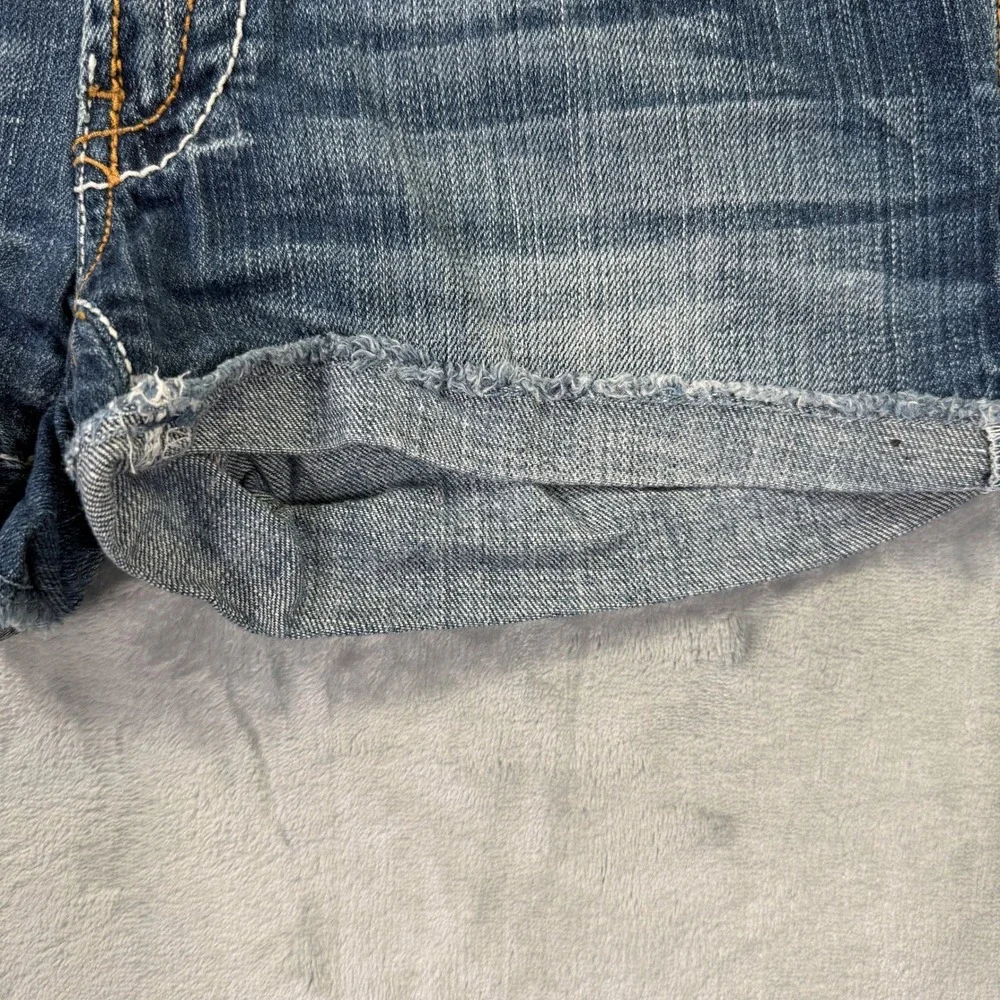 BKE Stella Womens Denim Jean Shorts Size 26 Blue Low Rise Frayed Hem